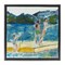 Stupell Industries Kids on Swimming Dock Abstract Framed Floater Canvas Wall Art